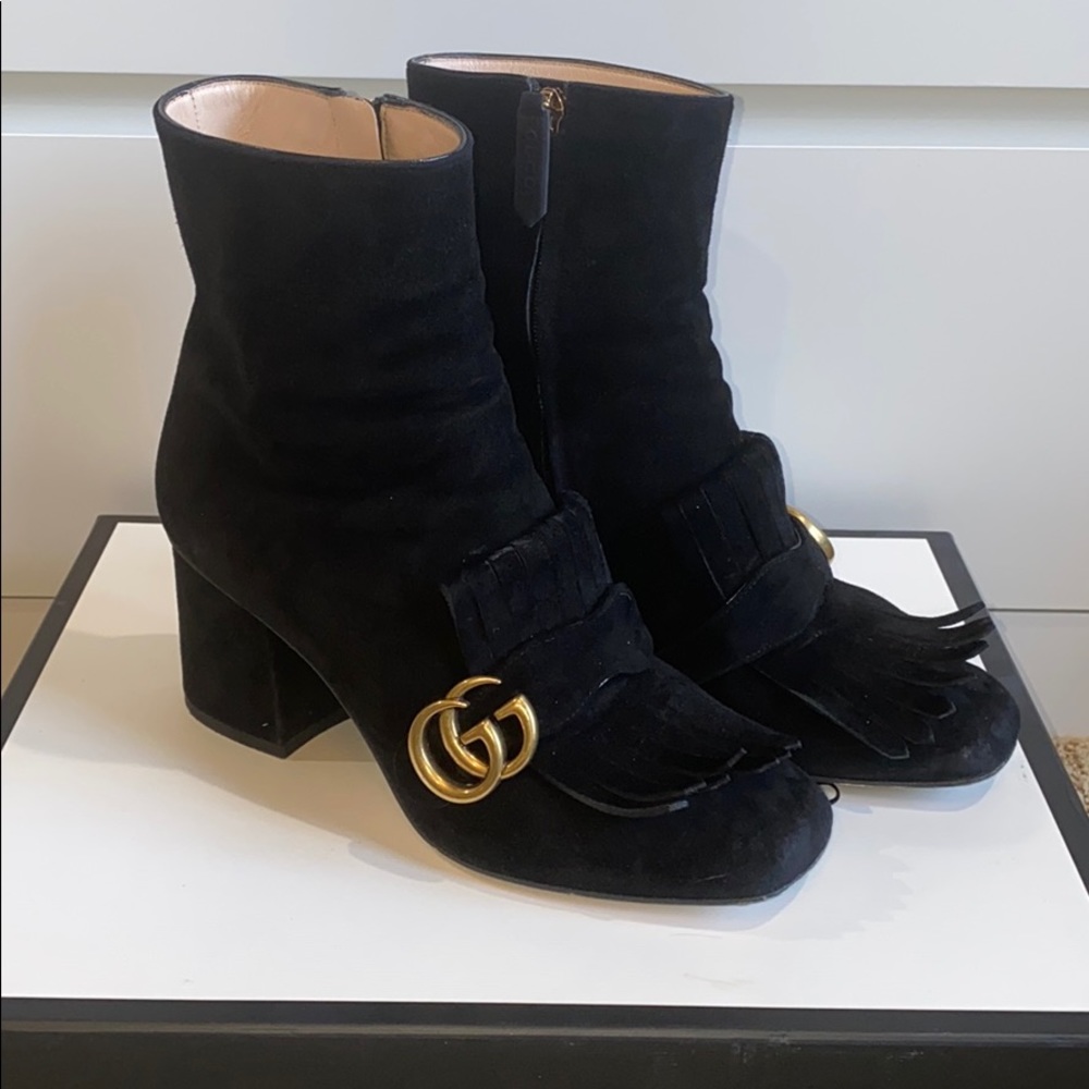 Suede Gucci Marmont booties